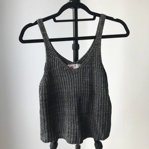8 Red Butterflies Grey Knit Crop Tank Top size L